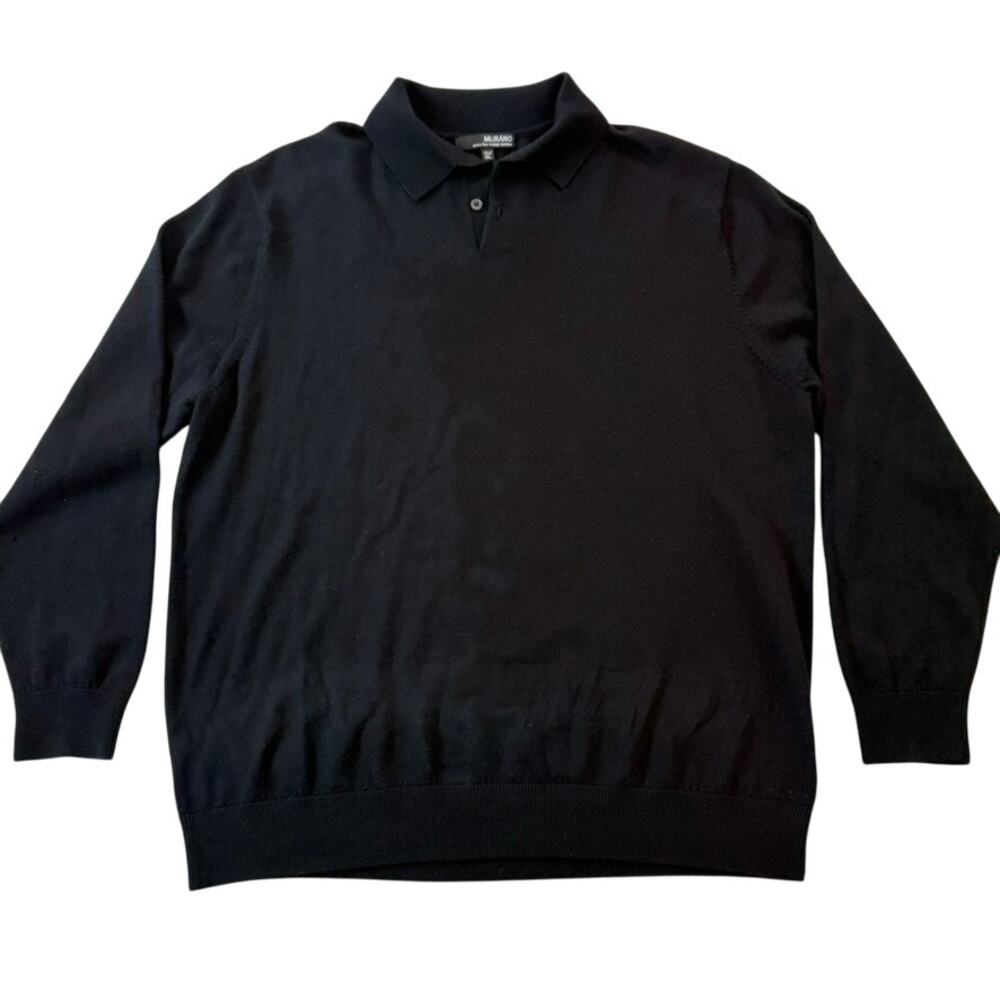 Murano Extra Fine Italian Merino Men’s Top Black Long Sleeve Sz XL